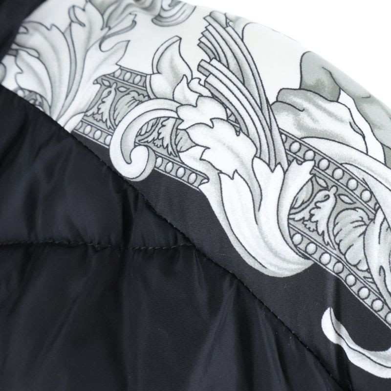 Versace Medusa Button Hooded Nylon Padded Jacket Black White 1