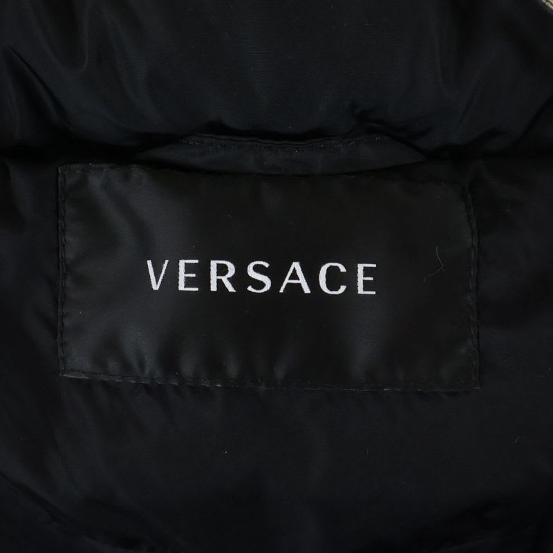 Versace Medusa Button Hooded Nylon Padded Jacket Black White 1