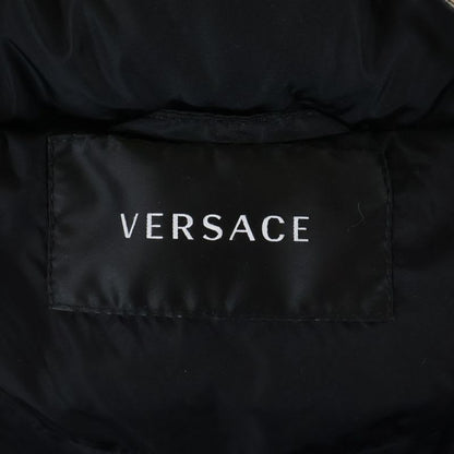 Versace Medusa Button Hooded Nylon Padded Jacket Black White 1