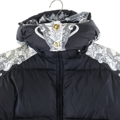 Versace Medusa Button Hooded Nylon Padded Jacket Black White 1