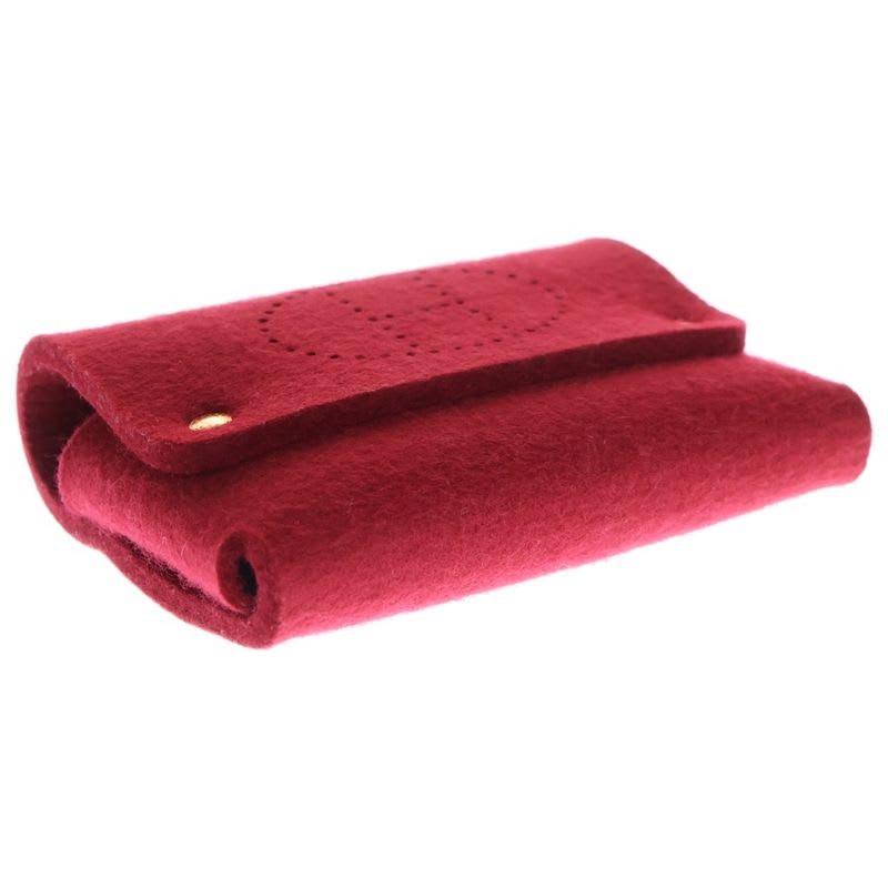 Hermes Etuit Carte GM Felt Gold Hardware Playing Card Case Multi Pouch Red