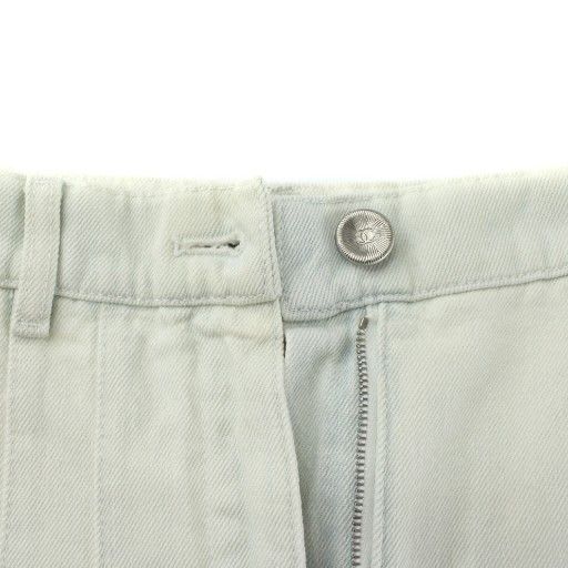 Chanel Denim Pants Jeans Tapered Coco Button Zip Fly 36 S White XZ