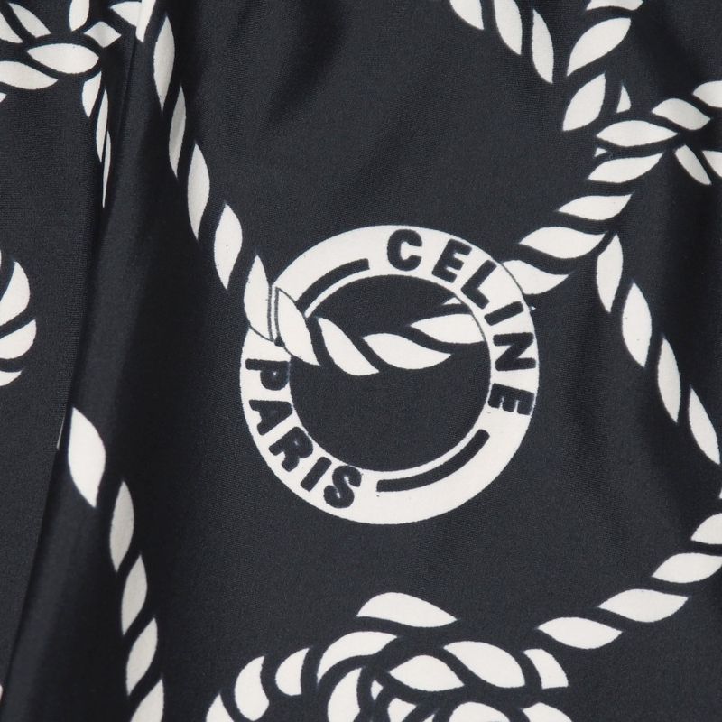 Celine Vintage Pants M Circle Logo All Over Pattern Stretch Skinny Black