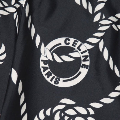 Celine Vintage Pants M Circle Logo All Over Pattern Stretch Skinny Black