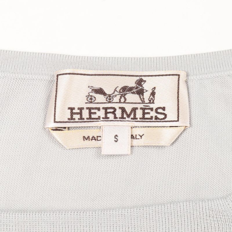 Hermes Knit Henley Neck Ivory Wool Silk