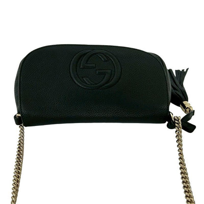 Gucci Soho GG Logo Embossed Leather Chain Shoulder Bag Pochette
