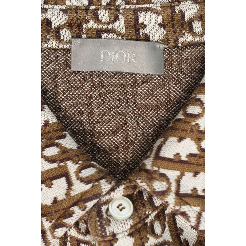 Dior 023 M550 At099 Oblique Allover Pattern Cotton Long Sleeve Shirt Men's