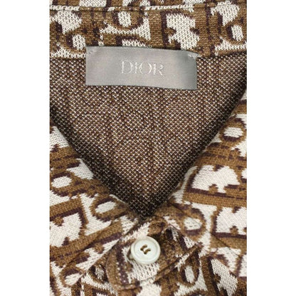 Dior 023 M550 At099 Oblique Allover Pattern Cotton Long Sleeve Shirt Men's