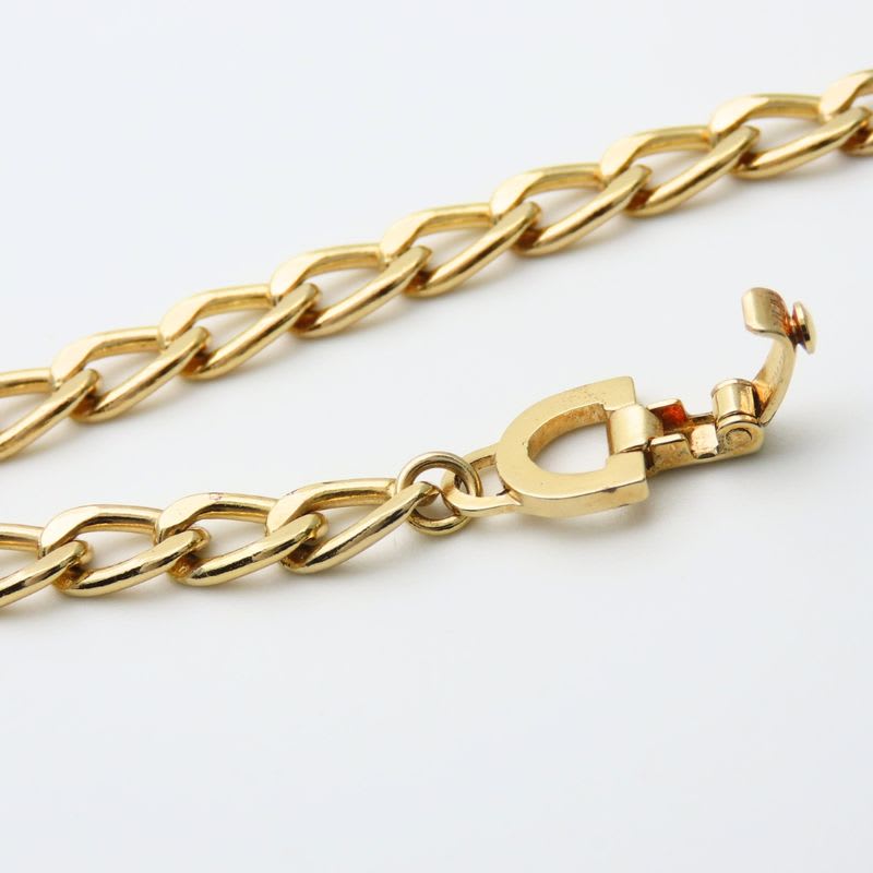 Christian Dior Necklace Long Chain Metal Gold GP Accessory Plated Ladies