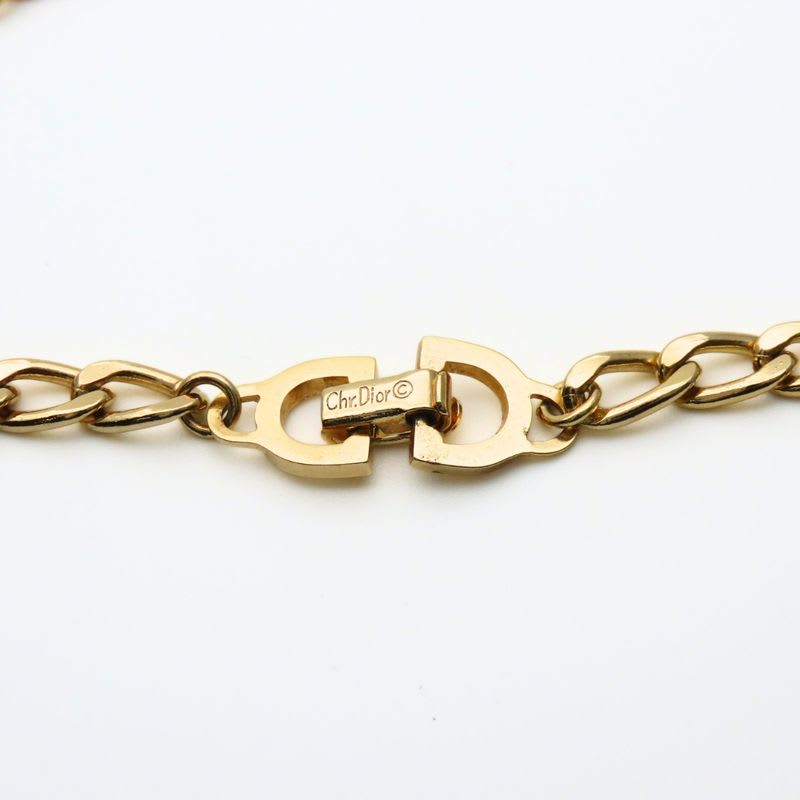 Christian Dior Necklace Long Chain Metal Gold GP Accessory Plated Ladies