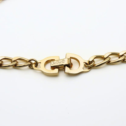 Christian Dior Necklace Long Chain Metal Gold GP Accessory Plated Ladies