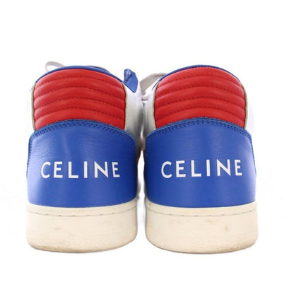 Celine Velcro Strap Mid High Cut Sneakers Shoes Logo 39 Silver Color BB