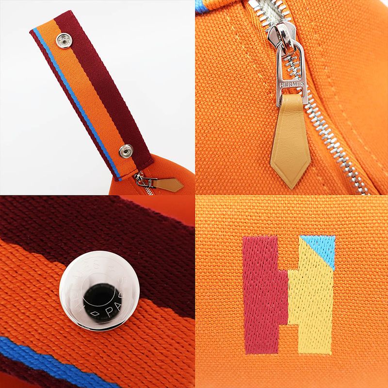 Hermes Brid A Black PM H Pavillon Handbag Orange Silver-hardware