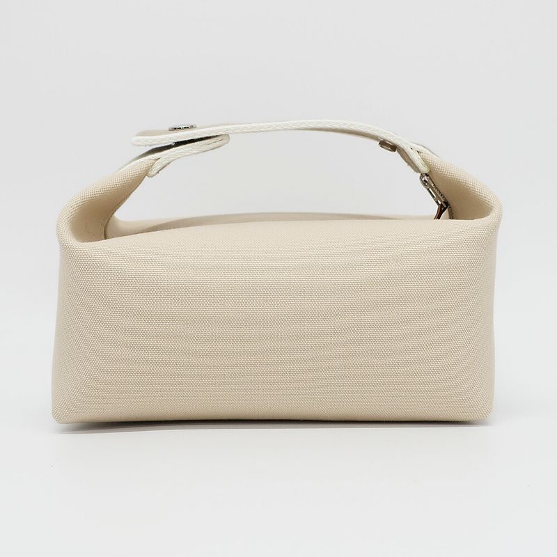Hermes Brid A Black PM Handbag Natural Silver-hardware Cotton Pouch