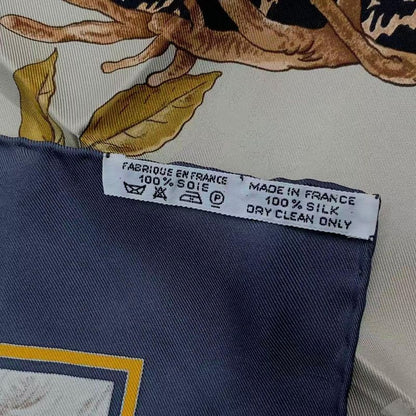 Hermes Scarf Silk Carre 90 Chasse Au BOIS Forest Hunting Gray