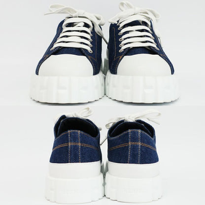 Hermes Cross Sneakers Denim Sneakers Blue White Notation Size 36.5