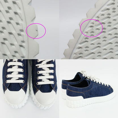 Hermes Cross Sneakers Denim Sneakers Blue White Notation Size 36.5