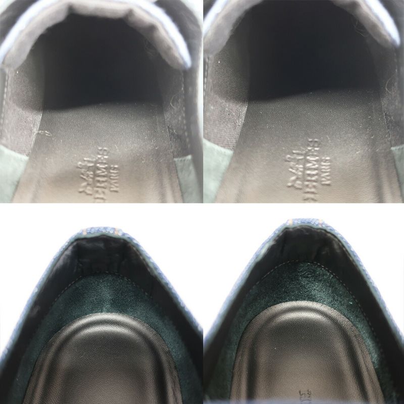 Hermes Cross Sneakers Denim Sneakers Blue White Notation Size 36.5