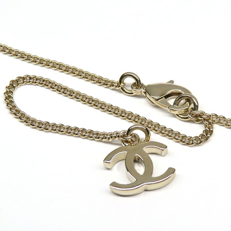 Chanel Bambi Necklace Fake Pearl Gold Stone Accessory - Women's