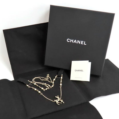 Chanel Bambi Necklace Fake Pearl Gold Stone Accessory - Women's