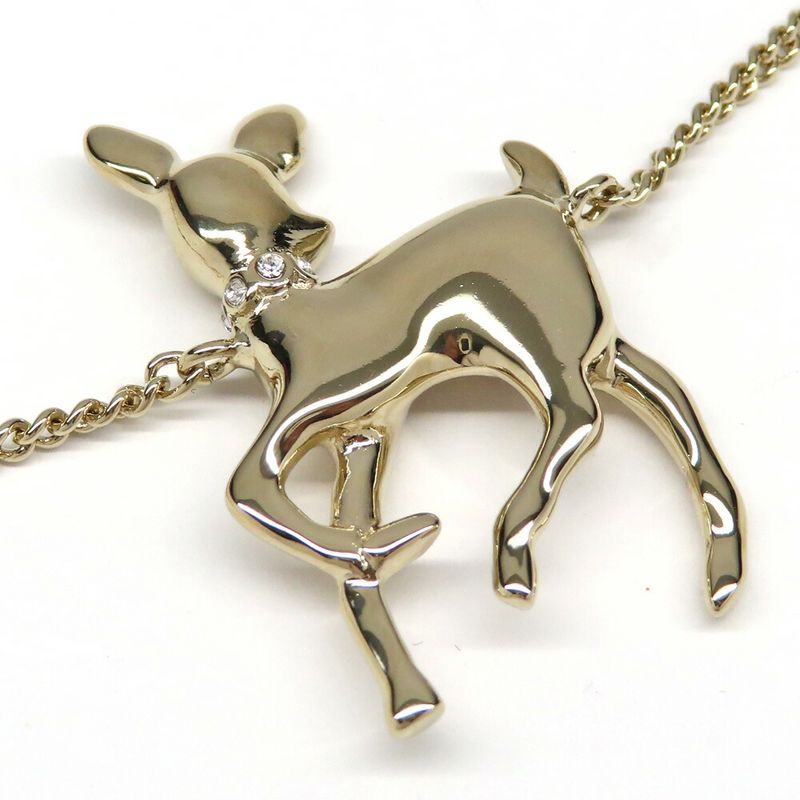 Chanel Bambi Necklace Fake Pearl Gold Stone Accessory - Women's