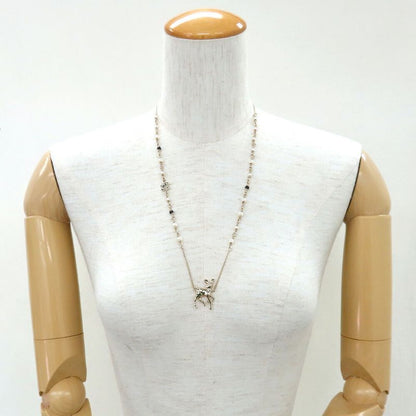 Chanel Bambi Necklace Fake Pearl Gold Stone Accessory - Women's