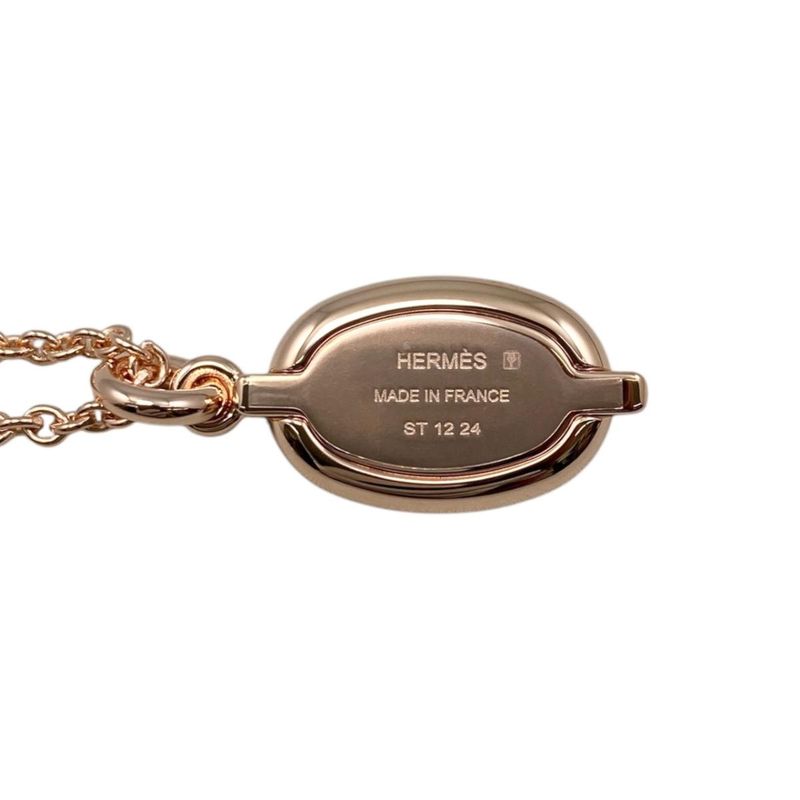 Hermes Necklace Mini Maillon PM Pendant H100053fo03 Metal Golden Rose Gold Noir