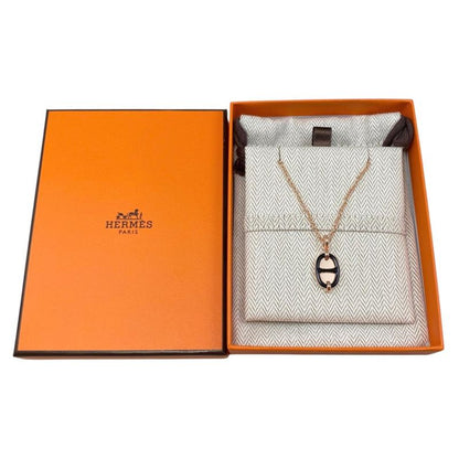 Hermes Necklace Mini Maillon PM Pendant H100053fo03 Metal Golden Rose Gold Noir
