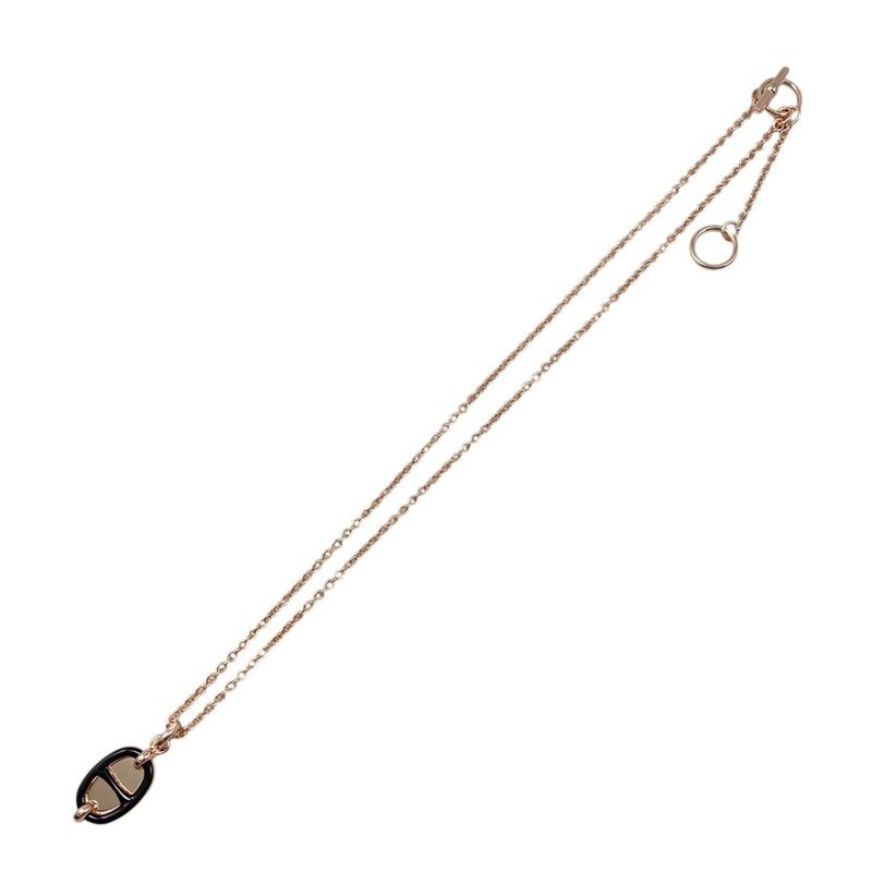 Hermes Necklace Mini Maillon PM Pendant H100053fo03 Metal Golden Rose Gold Noir
