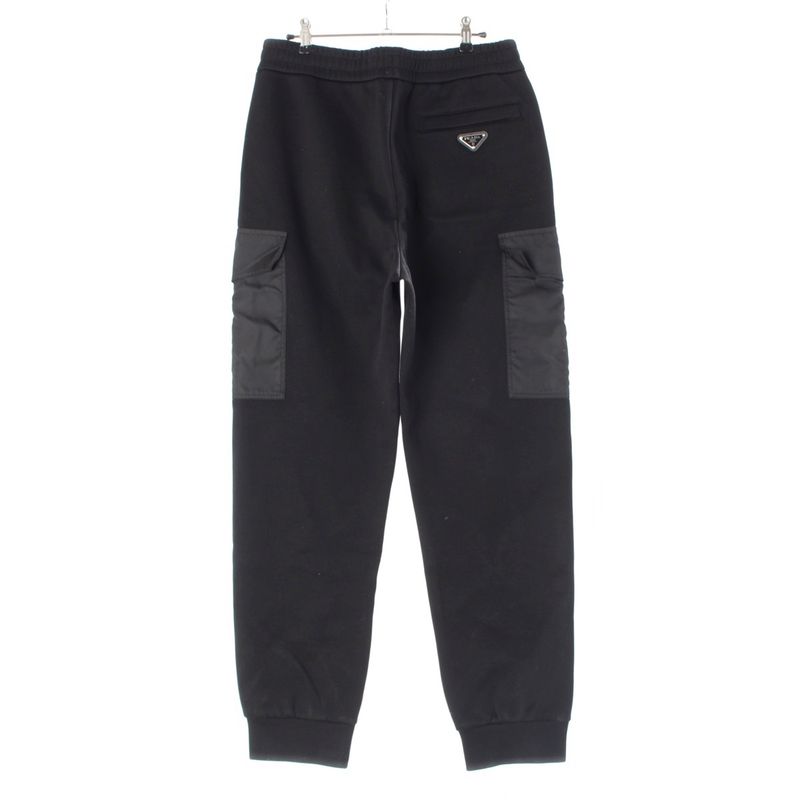 Prada Cotton Fleece Re-nylon Detail Jogger Pants Bottoms Ujp249 Black S