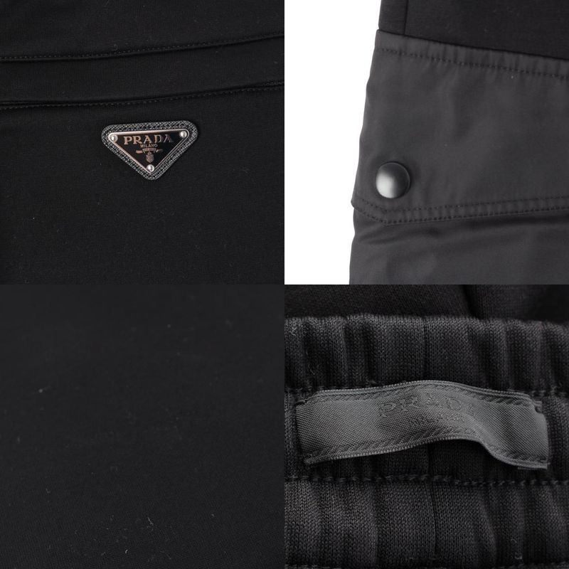 Prada Cotton Fleece Re-nylon Detail Jogger Pants Bottoms Ujp249 Black S