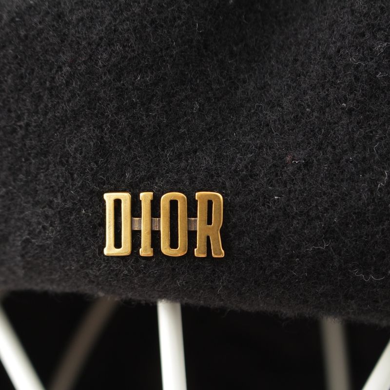Dior Wool Logo Charm Bee Embroidery Beret Hat 81ddr921g103 Black 57