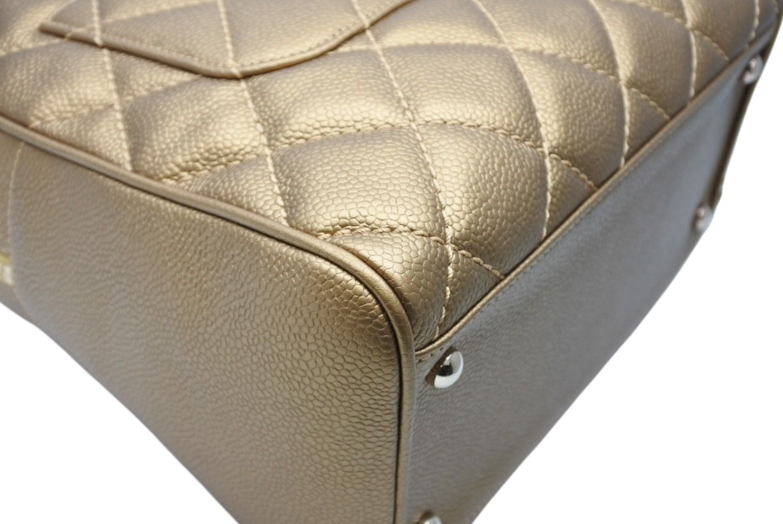 Chanel Handbag Caviar Leather CC Logo Fringe Gold — view 8