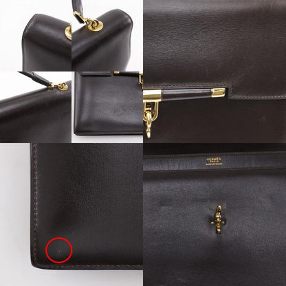 Hermes Palonière Vintage Box Calf Brown XO Women's Handbag