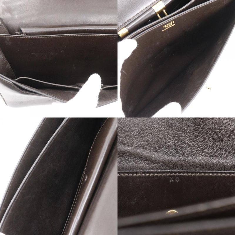 Hermes Palonière Vintage Box Calf Brown XO Women's Handbag