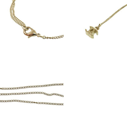 Chanel Coco Mark Cube CC Logo Abe819 Necklace Rhinestone GP Crystal B25 C Black