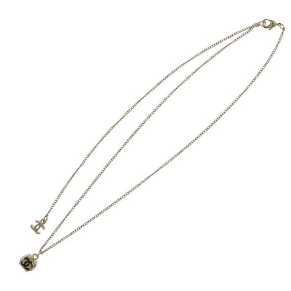 Chanel Coco Mark Cube CC Logo Abe819 Necklace Rhinestone GP Crystal B25 C Black