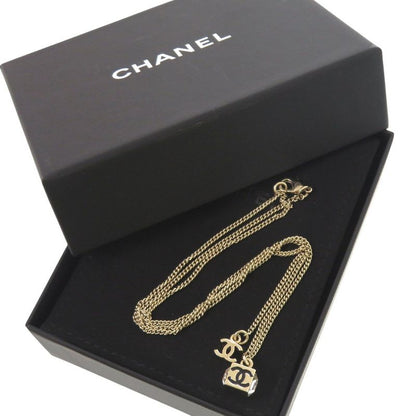 Chanel Coco Mark Cube CC Logo Abe819 Necklace Rhinestone GP Crystal B25 C Black