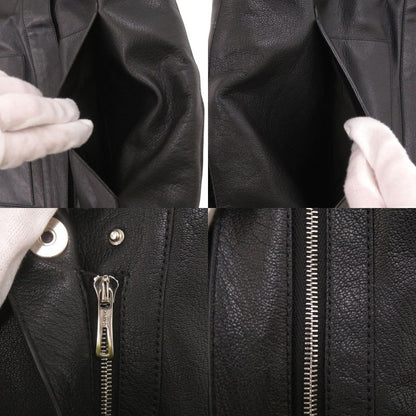 Hermes Serie Button Cashmere Goat Leather Black Sleeveless Vest 1229