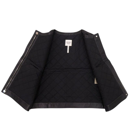 Hermes Serie Button Cashmere Goat Leather Black Sleeveless Vest 1229