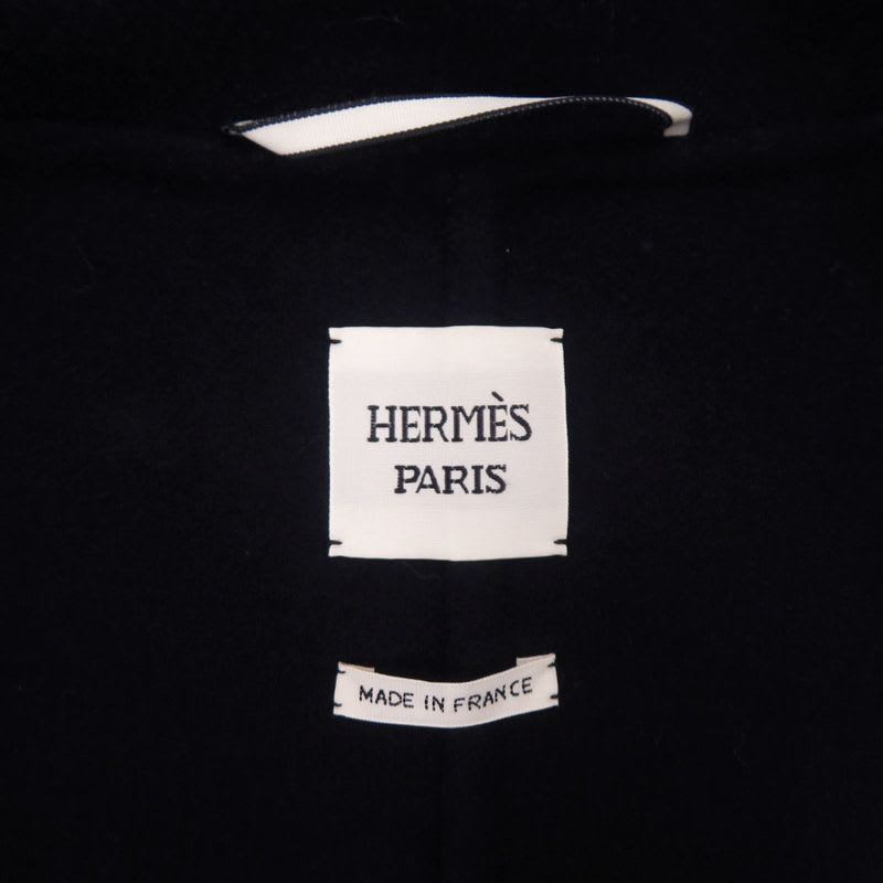 Hermes Blanket Coat 4 E0104 db Cashmere Navy Black Outerwear 1230