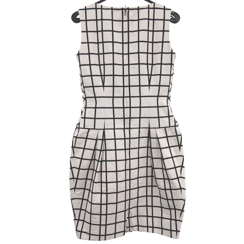 Christian Dior Plaid Check Pattern Dress Cotton Polyester Silk White Black