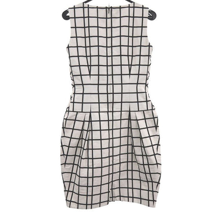 Christian Dior Plaid Check Pattern Dress Cotton Polyester Silk White Black