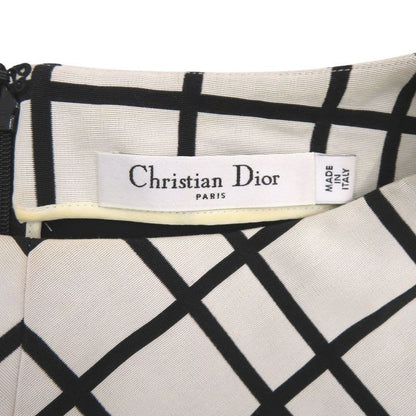 Christian Dior Plaid Check Pattern Dress Cotton Polyester Silk White Black