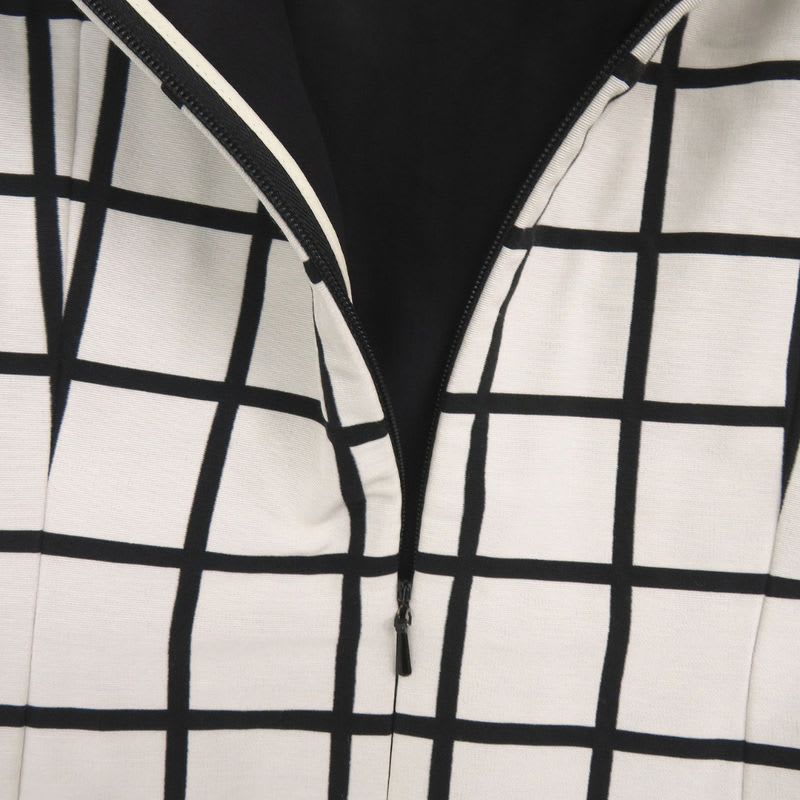 Christian Dior Plaid Check Pattern Dress Cotton Polyester Silk White Black