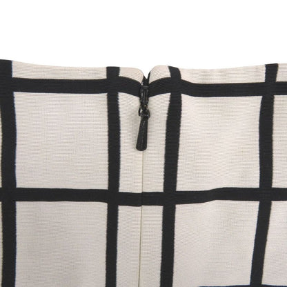 Christian Dior Plaid Check Pattern Dress Cotton Polyester Silk White Black