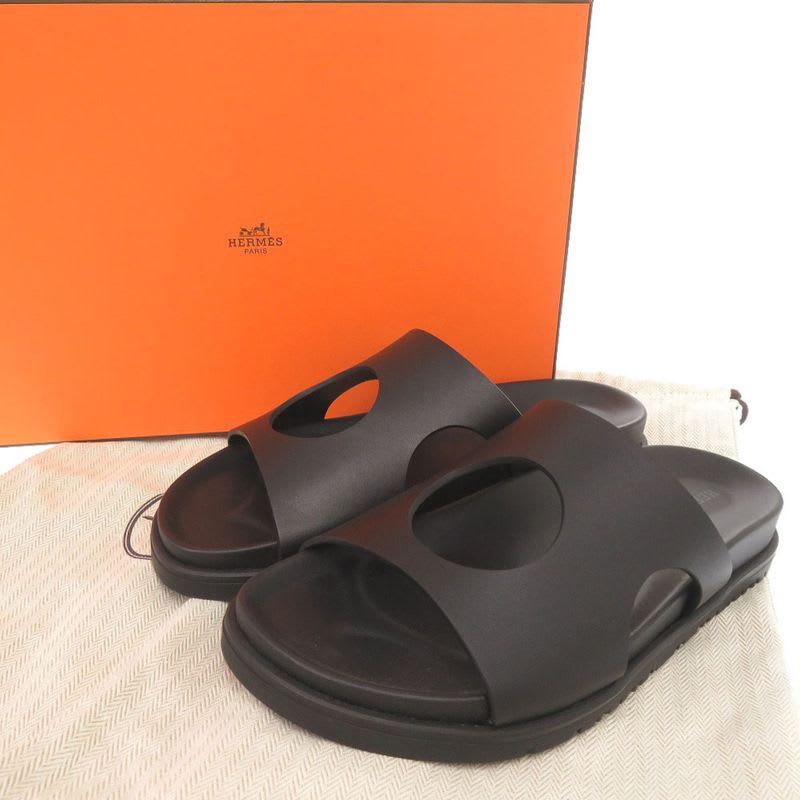 Hermes Edit Size 37 Leather Black Sandals 1289