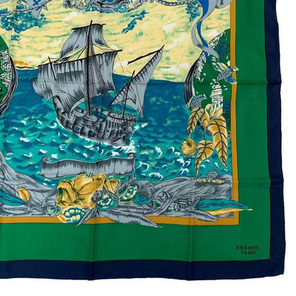 Hermes Scarf Carre 90 Silk Christophe Colomb Decouvre 1 Amerique 12 Octobre 1492