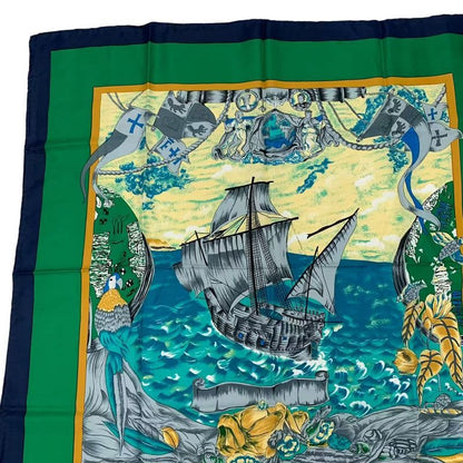Hermes Scarf Carre 90 Silk Christophe Colomb Decouvre 1 Amerique 12 Octobre 1492