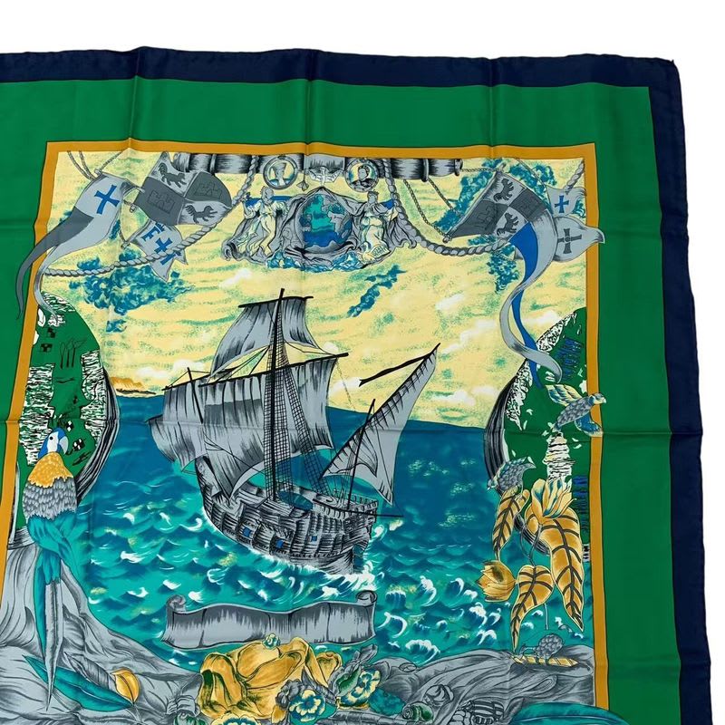 Hermes Scarf Carre 90 Silk Christophe Colomb Decouvre 1 Amerique 12 Octobre 1492